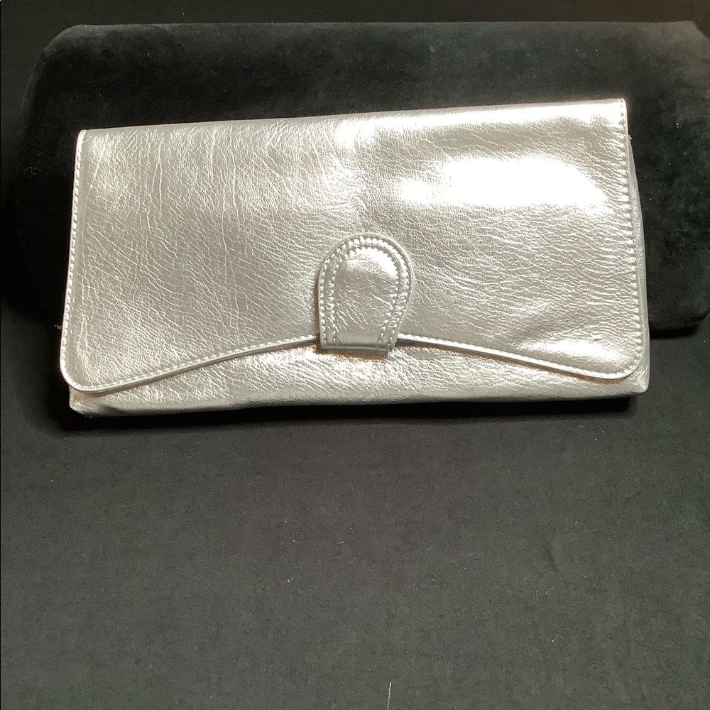 Express Metallic Silver Clutch bag